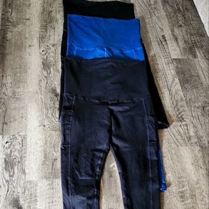 Maternity Leggings / Capris with Pockets (4) Blue and Black